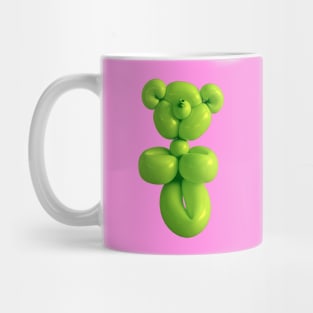 Green teddy bear balloon on pink Mug